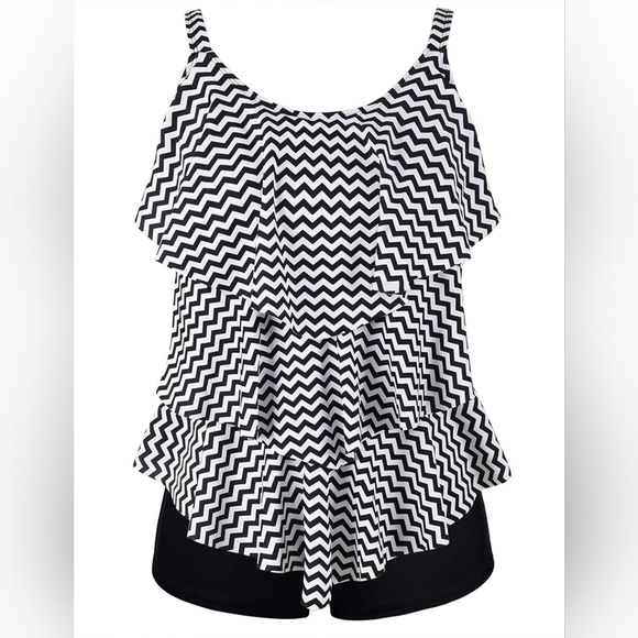 NWT Septangle Tankini Two Pc Set Ruffle Bathing suit with Boyshort Sz 20 - Picture 2 of 8